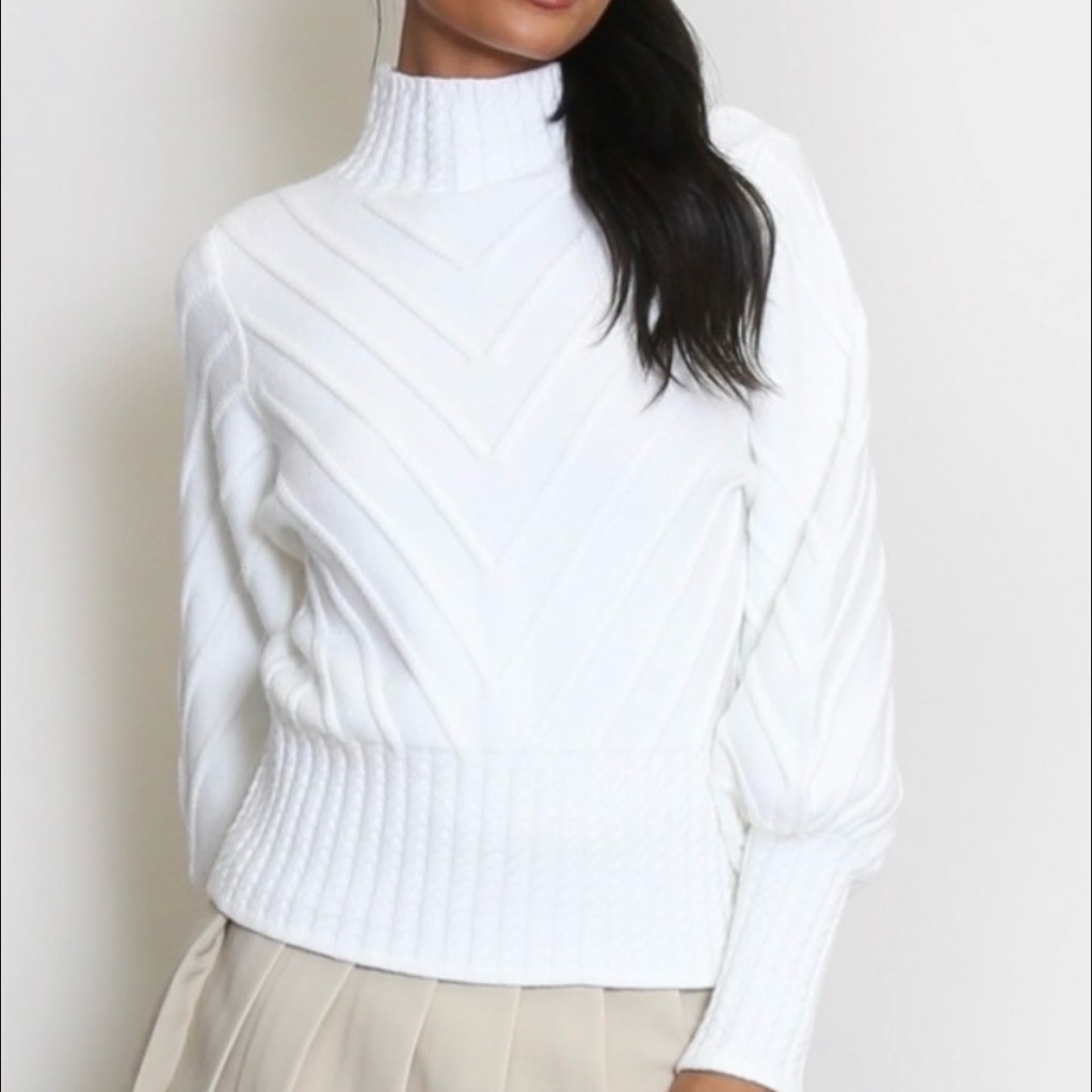 Nwt Cream Cable Knit Mock Neck Sweater